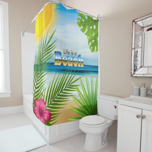 Rideaux De Douche Sunrise Life est un concept de plage (En situation)