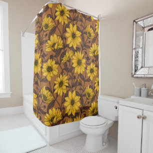 Rideaux De Douche Sunroot, tournesol sauvage en jaune et marron