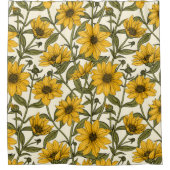 Rideaux De Douche Sunroot, tournesol sauvage sur blanc (Devant)