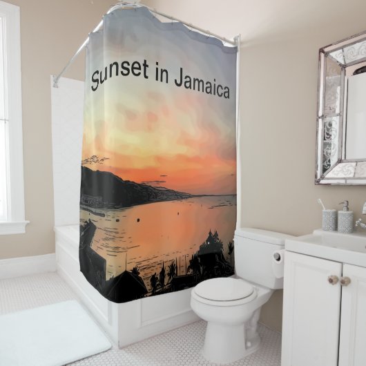 Rideaux De Douche Sunset en Jamaïque (En situation)