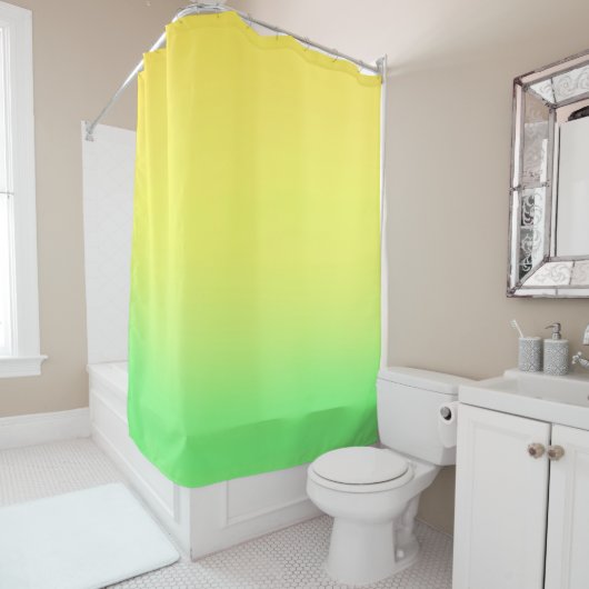 Rideaux De Douche Sunset Ombre Vert & Jaune (En situation)