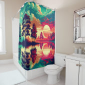 Rideaux De Douche "Sunset Reflections - Art Paysager Vibrant" (En situation)
