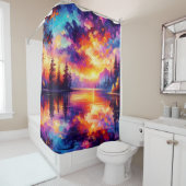 Rideaux De Douche "Sunset Reflections : Paysage du lac Serene" (En situation)