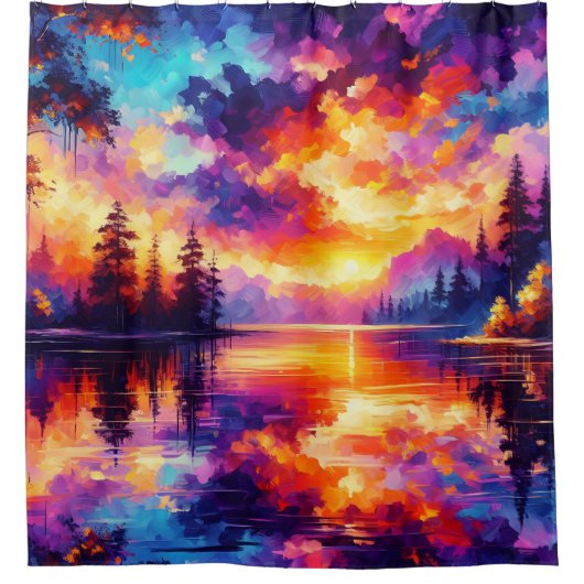 Rideaux De Douche "Sunset Reflections : Paysage du lac Serene" (Devant)