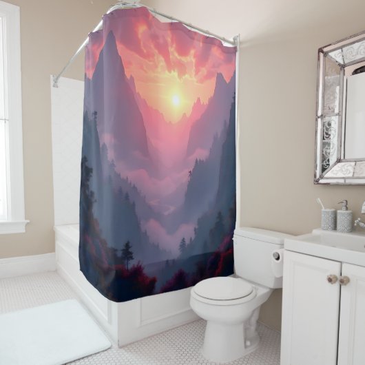 Rideaux De Douche Sunset Valley -  (En situation)