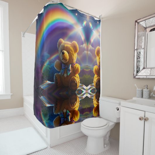 Rideaux De Douche Sunshine Rainbow Teddy Bear Wonderland (En situation)