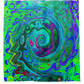 Rideaux De Douche Super Abstrait Retro Green et Blue Swirl (Devant)