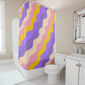 Rideaux De Douche Super  de rayure céleste jaune violet Abstraite (En situation)