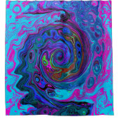 Rideaux De Douche Super Retro Blue et Purple Swirl Abstrait (Devant)