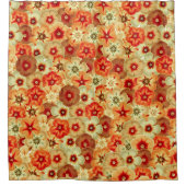 Rideaux De Douche Super Retro Orange Hippie Fleurs Motif (Devant)