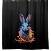 Rideaux De Douche Superbe Lapin Bleu en feu (Devant)