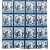 Rideaux De Douche Superbe palais fleuri chinoiserie toile monogramme (Devant)