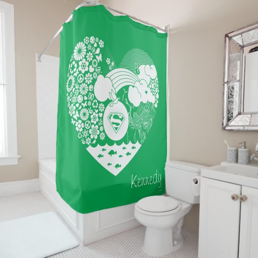 Rideaux De Douche Supergirl Floral Peace Heart Graphisme (En situation)