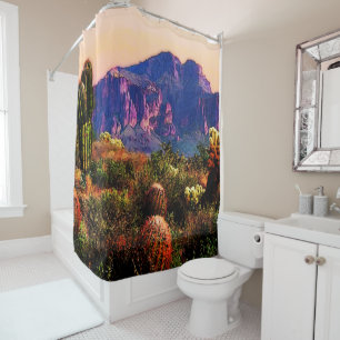 Rideaux De Douche Superstition Mountain Desert Scenery Arizona