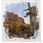 Rideaux De Douche Superstition Mountain Evention Light Saguaro Cactu (Devant)