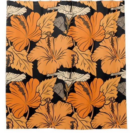 Rideaux De Douche Sur l'arrière - plan noir. Peinture dessinée à la  (Devant)