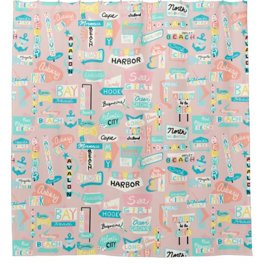 Rideaux De Douche Sur le rivage NJ Beach Thème (Devant)