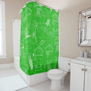 Rideaux De Douche Sur Les Cabanes De Plage