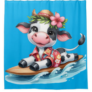 Rideaux De Douche "Surf Baby Cow"