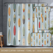 Rideaux De Douche Surf Life | Impression Rétro de Planche de Surf Bl