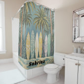 Rideaux De Douche Surf Up, Style Pastel Personnalisé (En situation)