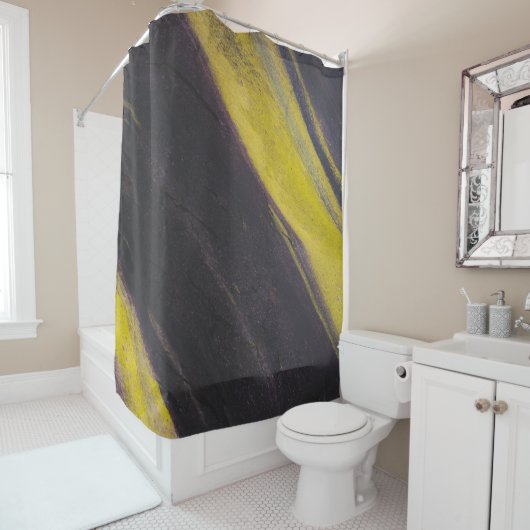 Rideaux De Douche Surface noire et jaune (En situation)