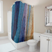 Rideaux De Douche Surface peinte bleu et brun (En situation)