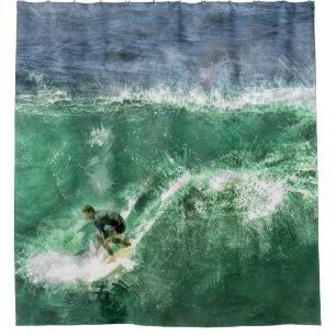 Rideaux De Douche Surfer une grande vague