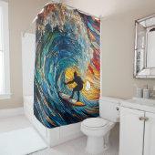 Rideaux De Douche Surfeur en Verre Satiné Cute Imaginaire (En situation)