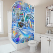 Rideaux De Douche Surreal Winter Wonderland avec lumière Iridescente (En situation)