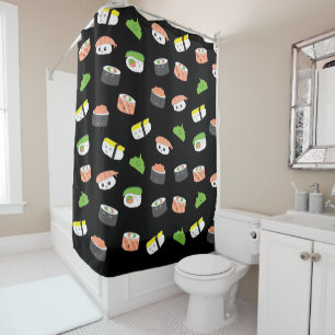Rideaux De Douche Sushi motif d'illustration Cute kawaii