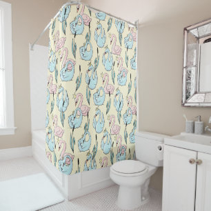 Rideaux De Douche Swans Rose Bleu Or Couronne Joli Pastel