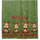 Rideaux De Douche Sweet Reindeer Pair in Holiday Snowfall (Devant)