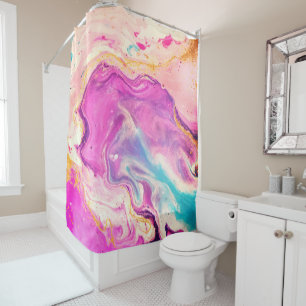 Rideaux De Douche Swirl à peinture violette rose Abstrait