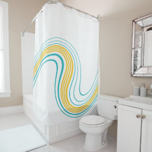 Rideaux De Douche Swirl simple - Turquoise et jaune