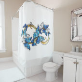 Rideaux De Douche Symbol Infinity of Blue Morpho Butterflies (En situation)