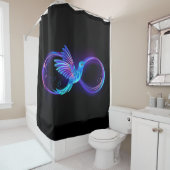Rideaux De Douche Symbole de Neon Infinity par Glowing Hummingbird (En situation)