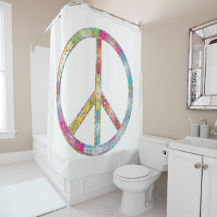 Rideaux De Douche SYMBOLE DE PAIX Coloré