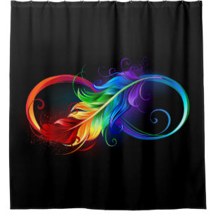 Rideaux De Douche Symbole d'infini avec plume arc-en-ciel