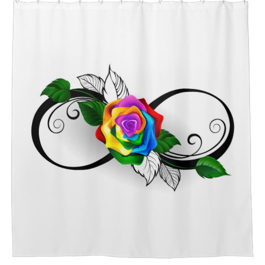 Rideaux De Douche Symbole d'infini avec Rose arc-en-ciel (Devant)