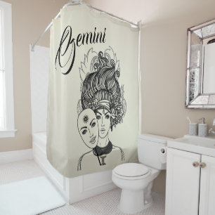 Rideaux De Douche Symbole et signe du zodiaque Gémeaux en or