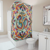 Rideaux De Douche Symbole OM Lotus Mandala Mosaic (En situation)