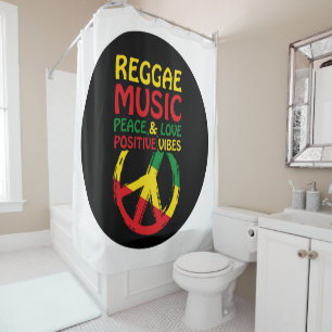 Rideaux De Douche Symbole Reggae et Paix avec citations positives