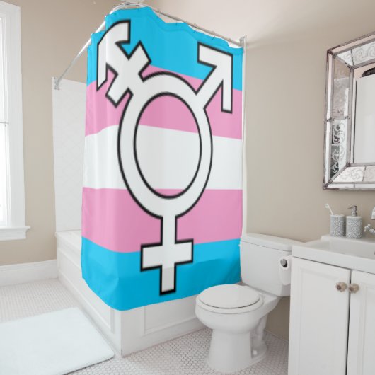 Rideaux De Douche Symbole trans et drapeau (En situation)