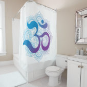Rideaux De Douche Symbole violet et bleu Om Mandala Flower Blanc (En situation)
