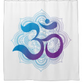 Rideaux De Douche Symbole violet et bleu Om Mandala Flower Blanc (Devant)