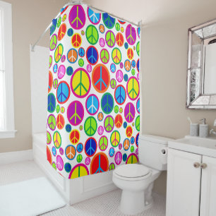 Rideaux De Douche Symboles de paix super colorés frais