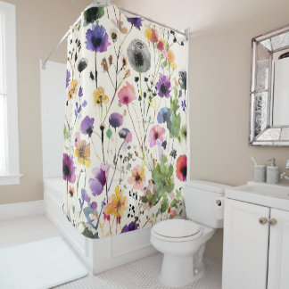 Rideaux De Douche Symphonie fleur sauvage aquarelle