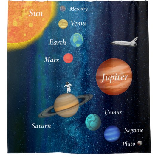 Rideaux De Douche Système solaire spatial Astronaute (Devant)