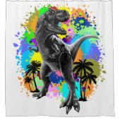 Rideaux De Douche T-Rex Dinosaur Jurassic Reptile on Paint Stains (Devant)